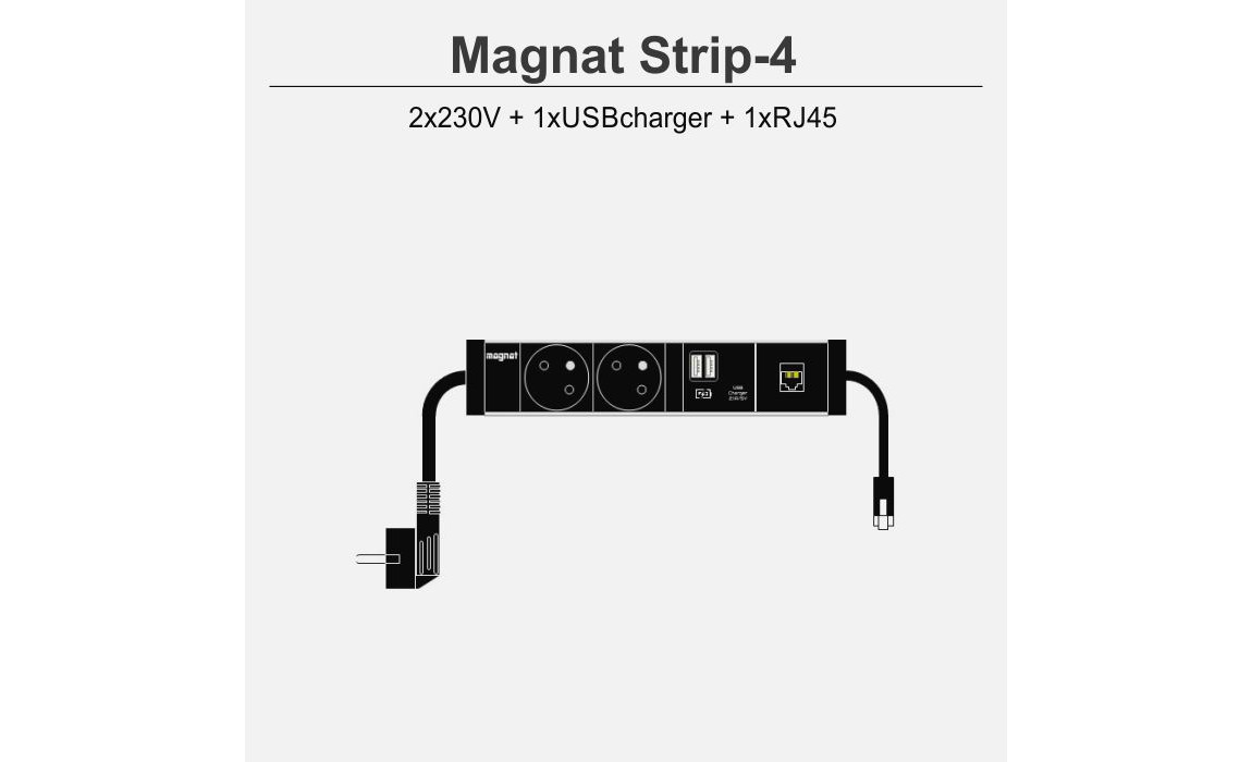 Magnat Strip-4 2x230V USB RJ45