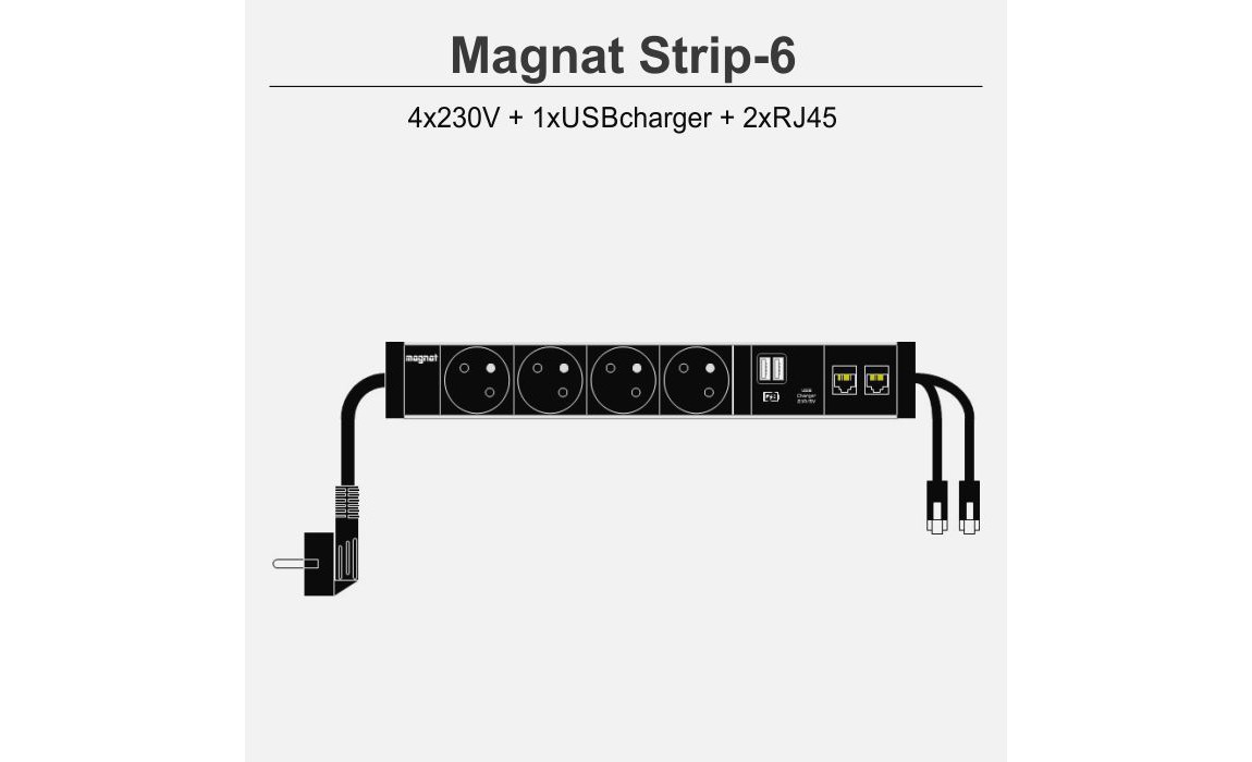 Magnat Strip-6 4x230V 1xUSB 2xRJ45