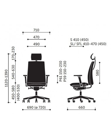 Wymiary krzesła Motto 11S/SL/SFL