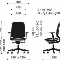 Wymiary krzesła Lightup 230S/SL/SFL