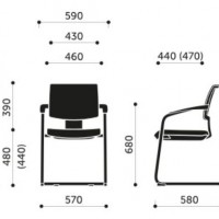 Wymiary Krzesło Xenon Net 20V z podłokietnikami