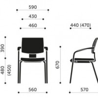 Wymiary Krzesła Xenon Net 20H bez podłokietnikami