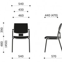 Wymiary Krzesła Xenon Net 20H z podłokietnikami